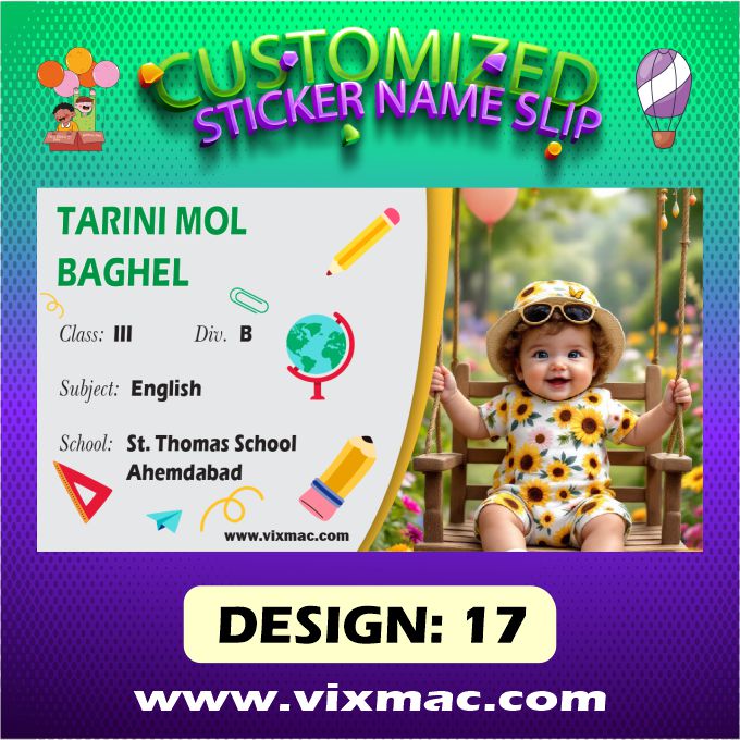 Customised Sticker Name Slips – 58pc Combo Pack #17