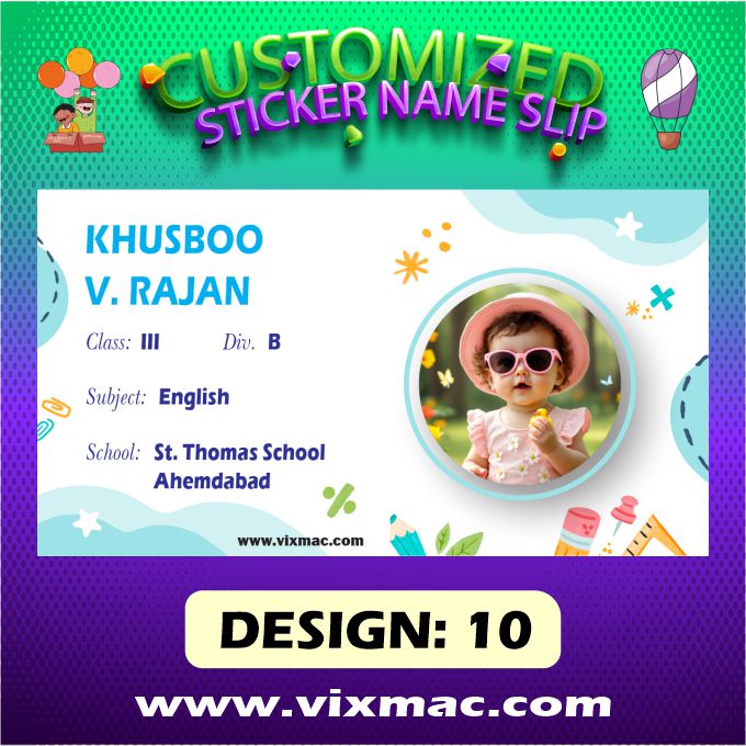 Customised Sticker Name Slips – 58pc Combo Pack #10